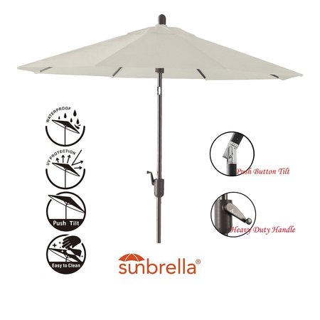 Amauri Outdoor Living 9ft Round Push TILT Market Umbrella with Starring Gray Frame (Fabric: Sunbrella Natural) 71213-104-CS21303